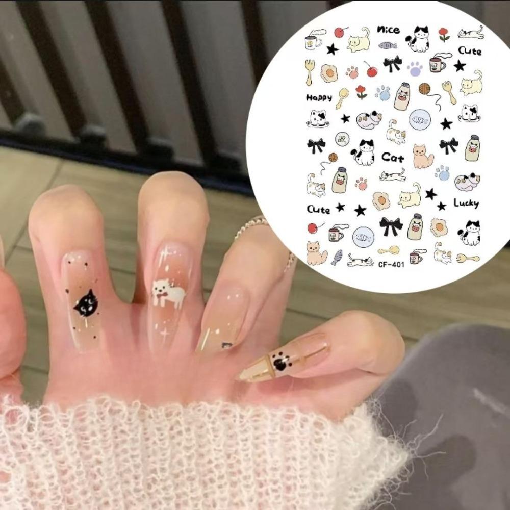 Cute Mini Cartoon Dog Cat 3D Relief Sticker UV-printed Bulging Decoration for Polaroid Camera CCD & Phone Case Girl's Nail Decal