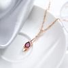 New  Rose Gold Color Long Pendant Necklace For Women Red Natural Zircon Bride Vintage Wedding Jewelry Daily Wear Gift