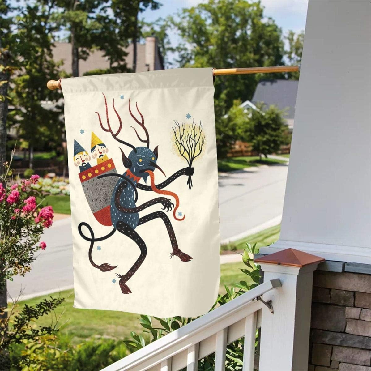 Krampus Art Christmas Folklore Premium Material Seasonal Family Welcome Double Sided Garden Flag Spring Summer Outdoor Funny Decorative Flags for