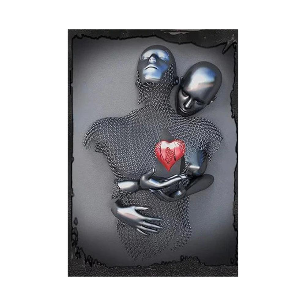 Metal Figure Statue Art Poster High Definition Printing Canvas Painting Prints Couple Sculpture Living Room Home Decor Picture