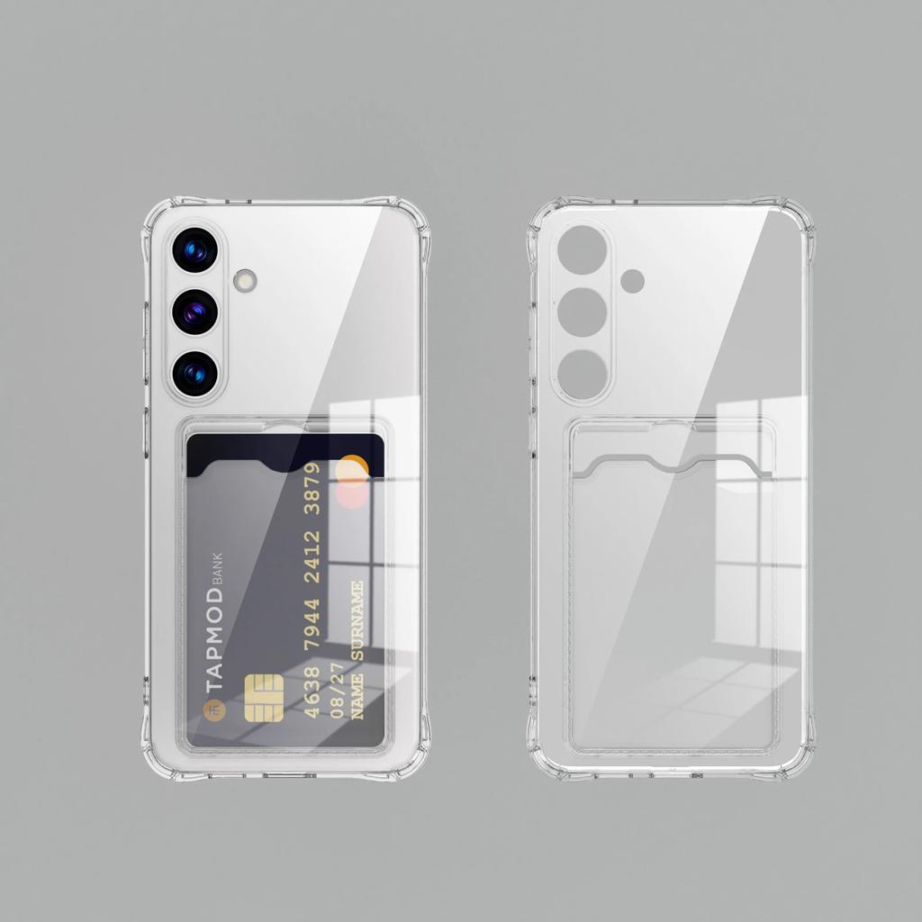 Card Slot Shockproof TPU Phone Case For Samsung Galaxy S25 S24 S23 S22 Ultra S21 Plus S20 FE S25 Edge Clear Case