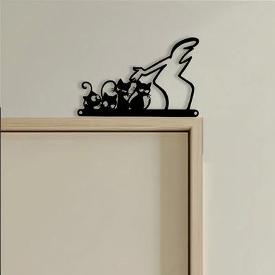 Minimalist Cat Metal Wall Art Whimsical Iron Decor Gift for Cat Lovers Mothers Day Birthday
