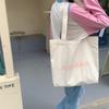 New Large-capacity Canvas Bag Solid Color Shoulder Bag Simple Printed Letter Tote Bag Shopping Bag