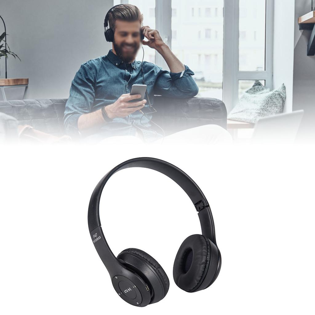 Bluetooth sluchátka Bezdrátová stereo Vložení karty Skládací Náhlavní sluchátka pro hraní Černá