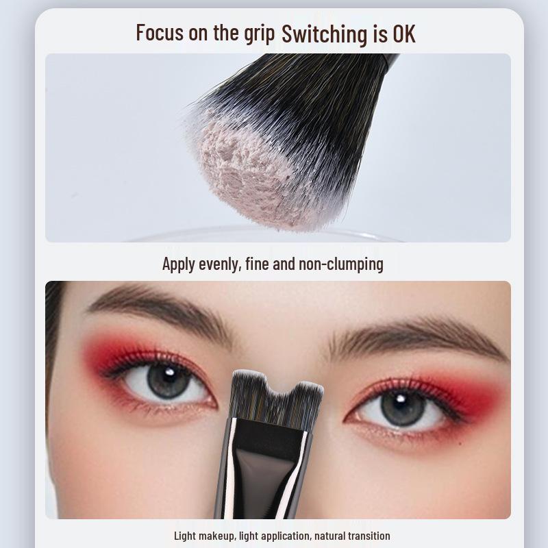 Double-Ended U-Shaped Nose Shadow & Highlighter Brush – Portable Makeup Tool for Foundation & Concealer