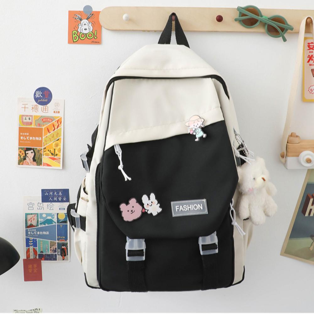 

Preppy Students Backpack Nylon School Bag Portable Workwear Style Backpack Teenagers розовый