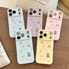 Large Window Soft Phone Case with Ribbon, Bear, and Heart Design for Apple 17ProMax, 15, and 16Pro