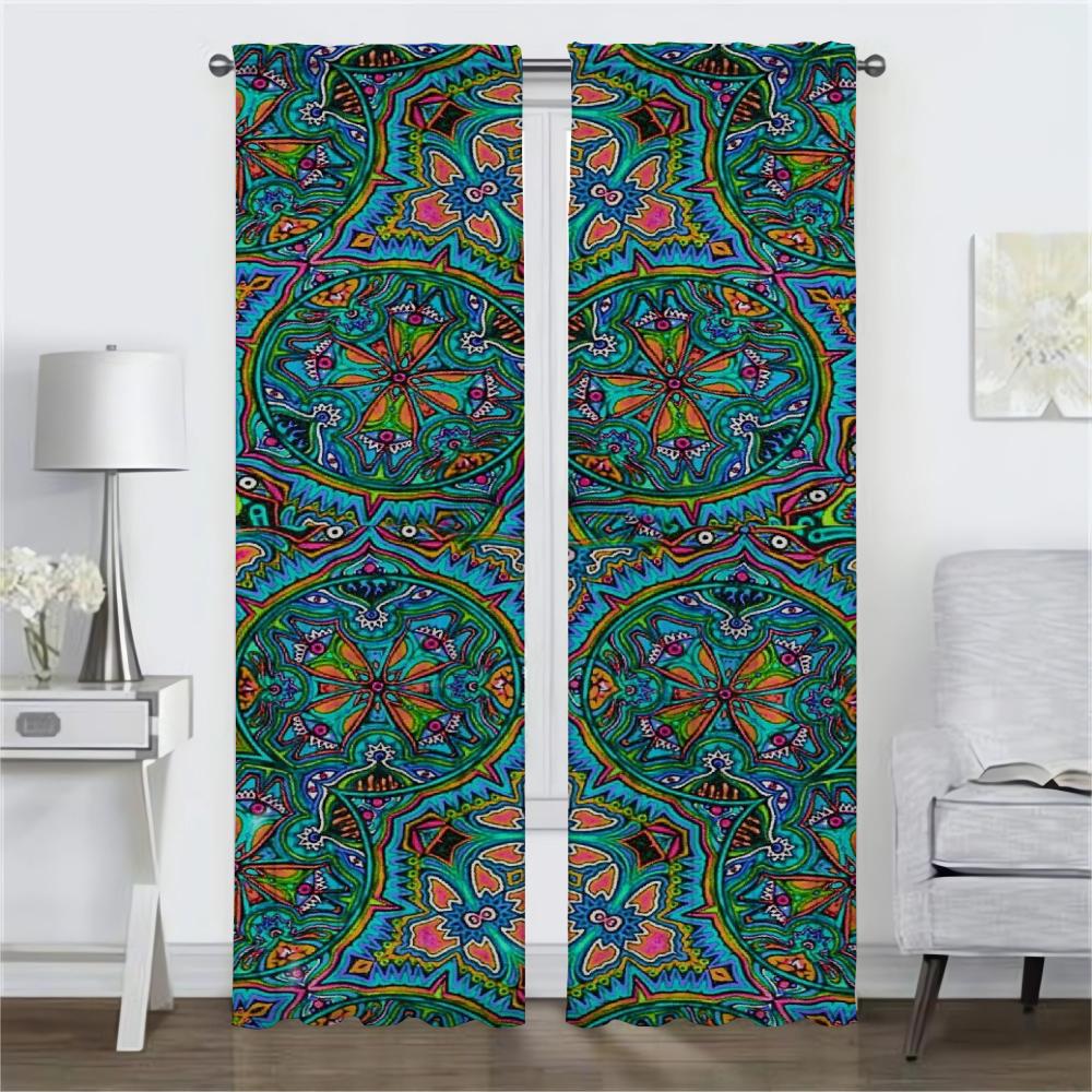 Anti-mosquito Curtains for Living Room Bohemian Style Home Interior Curtains 2 Pieces Partition Tulle for Bedroom Window Curtain