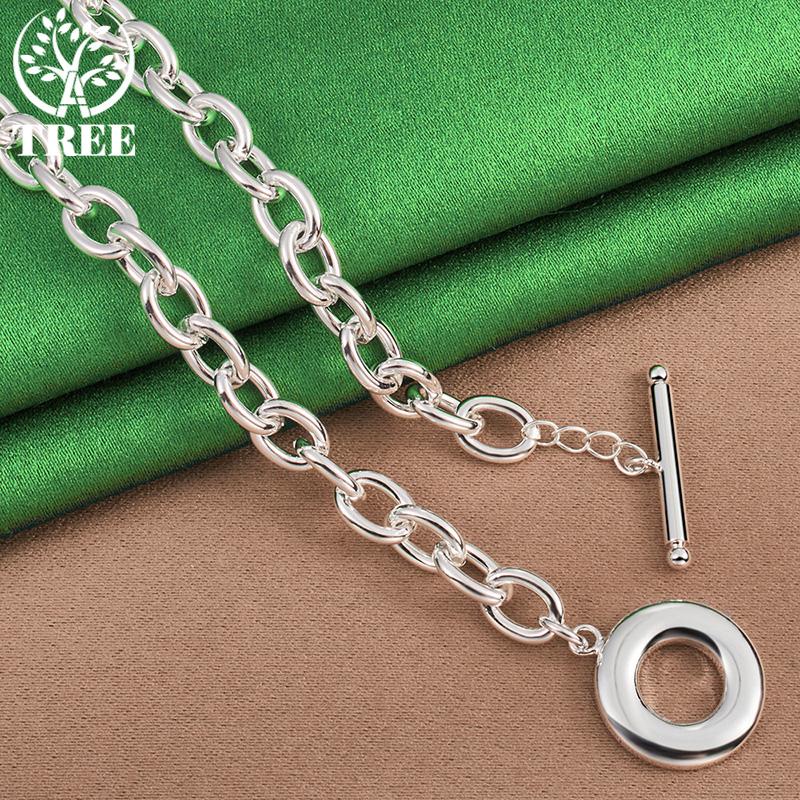 European 925 Sterling Silver OT Buckle Side Chain Necklace For Men Fashion Trends Jewelry Women Birthday Christmas Party Gifts