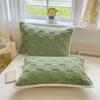 2 pieces Plush Pillow Cover Elastic Strap Pillow Towel Grid Jacquard Pillowcases  Dormitory