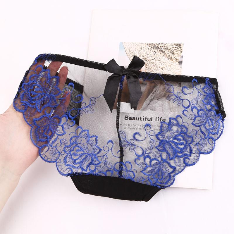 

Женские прозрачные трусики, бесшовные трусы, сексуальное нижнее белье с вышивкой, женское k58 one size синий