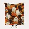 Cute Halloween Cats Blanket - Soft Throw with Ghosts, Pumpkins, Festive Home Decor, Unique Gift for Kids and Cat Lovers