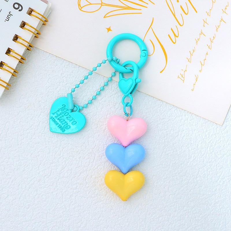 1PC Keychain Candy Color Key Ring Friendship Gift Heart-shaped Backpack Accessories Phone Pendant