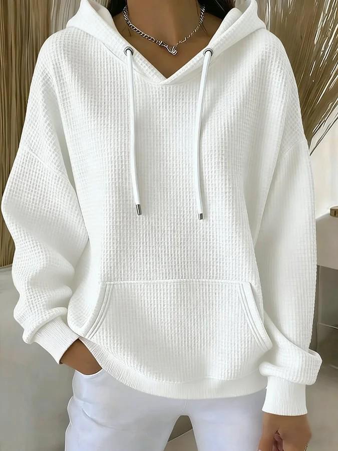 2025 Autumn/Winter Solid Color Trendy Casual Long Sleeve Drawstring Hoodie