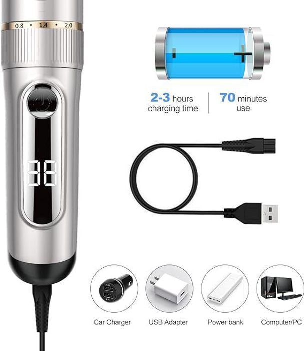 Hair Clipper - Professional - Cordless - IPX7 - Rechargeable - LCD Screen