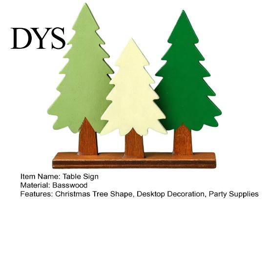 Christmas Tree Table Sign Wooden Sign, 3 Colors Pine with Theme Home Decor Base, Rustic Xmas Desktop Decoration for Holiday Party Handcrafted