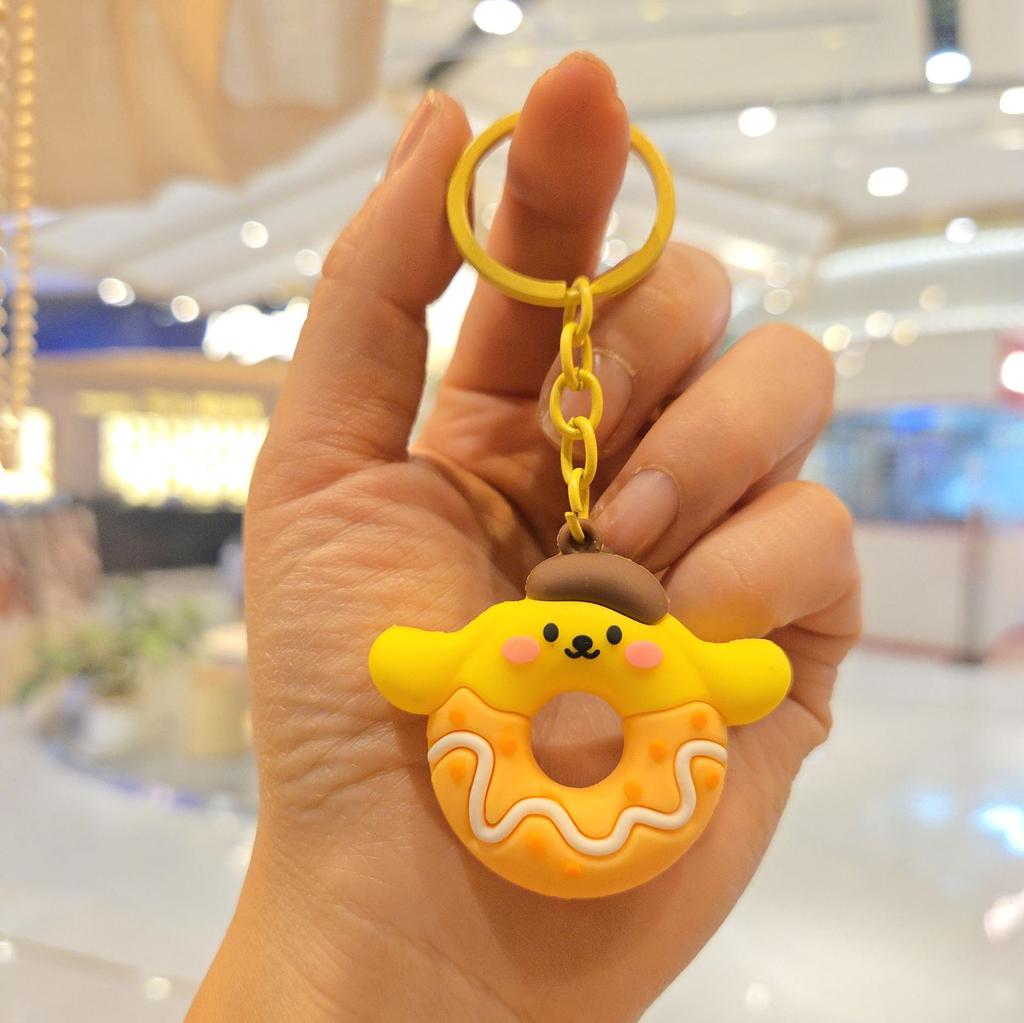 New Donut Keychain Decorative Gift Sweet Three-dimensional Doll Keychain Couple Backpack Pendant