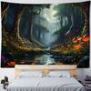Green jungle tapestry, psychedelic castle home decoration wall hanging, Bohemian living room background cloth poster, sofa cover