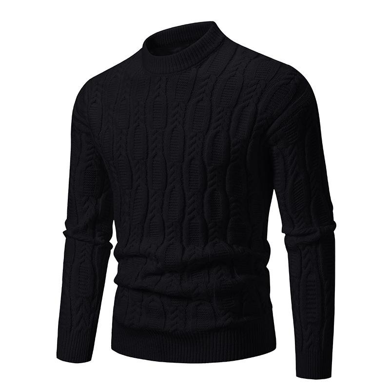 2025 Men's Plus Size Round Neck Jacquard Knit Sweater - Autumn/Winter Fashion