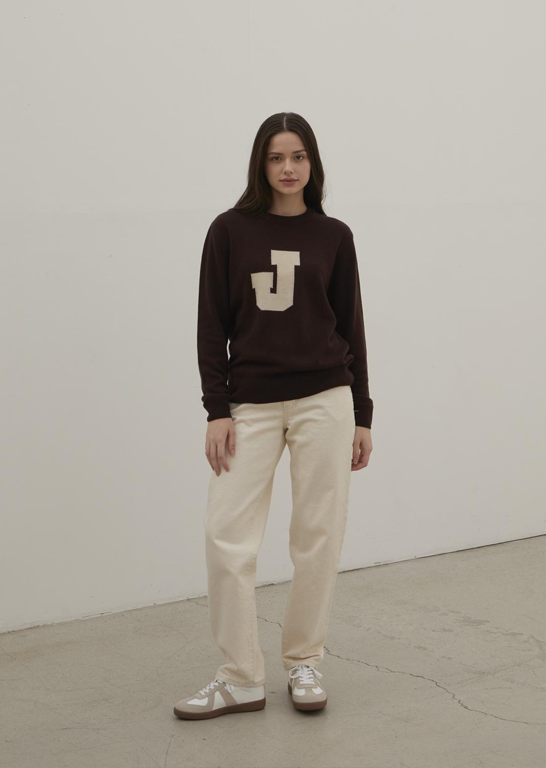 Junesi Sports Club J Initial Merino Wool Knit (Brown) L