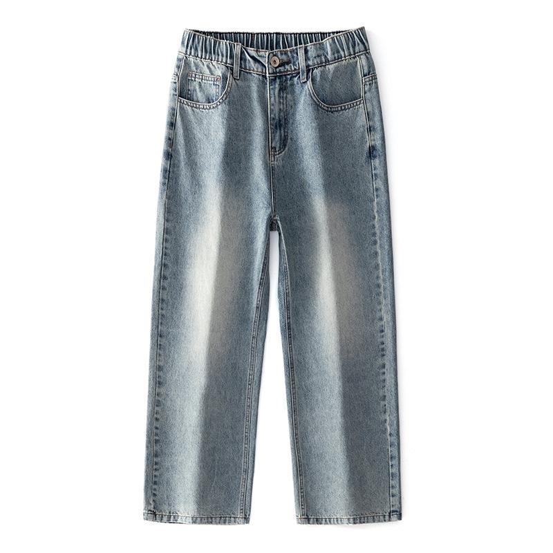 Spring and Summer New Straight Washed Jeans Men's Trendy Mid-waist High Street Casual Trousers