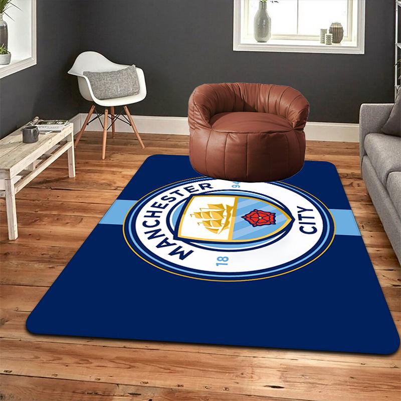Manchester City Pattern Rug Floor Mat for Living Room or Bedroom Soft and Comfortable Carpet a Gift for Birthday and Holiday.