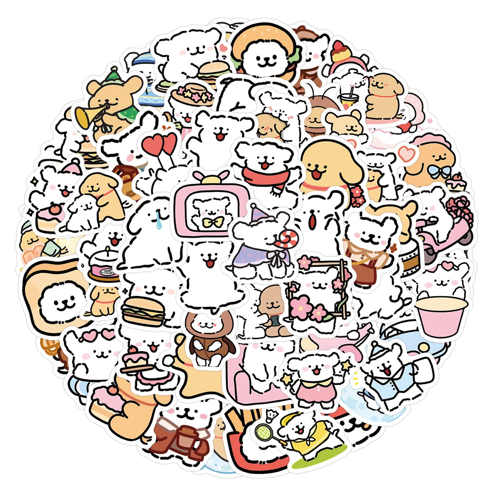 

105 New Styles of Line Puppy Cartoon Graffiti Stickers Decorate Refrigerator Skateboard DIY Personalized Stickers