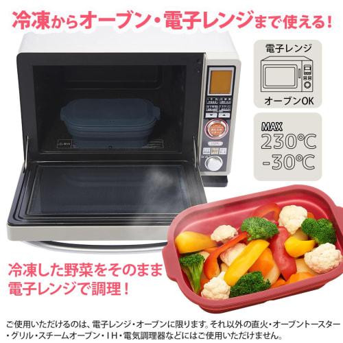 SG-05 tone Silicone Steamer with Lid that Transforms into a Plate, Square, Microwave Cooking, Steamer, Recipe Included, Foldable, Dishwasher Safe (Dee