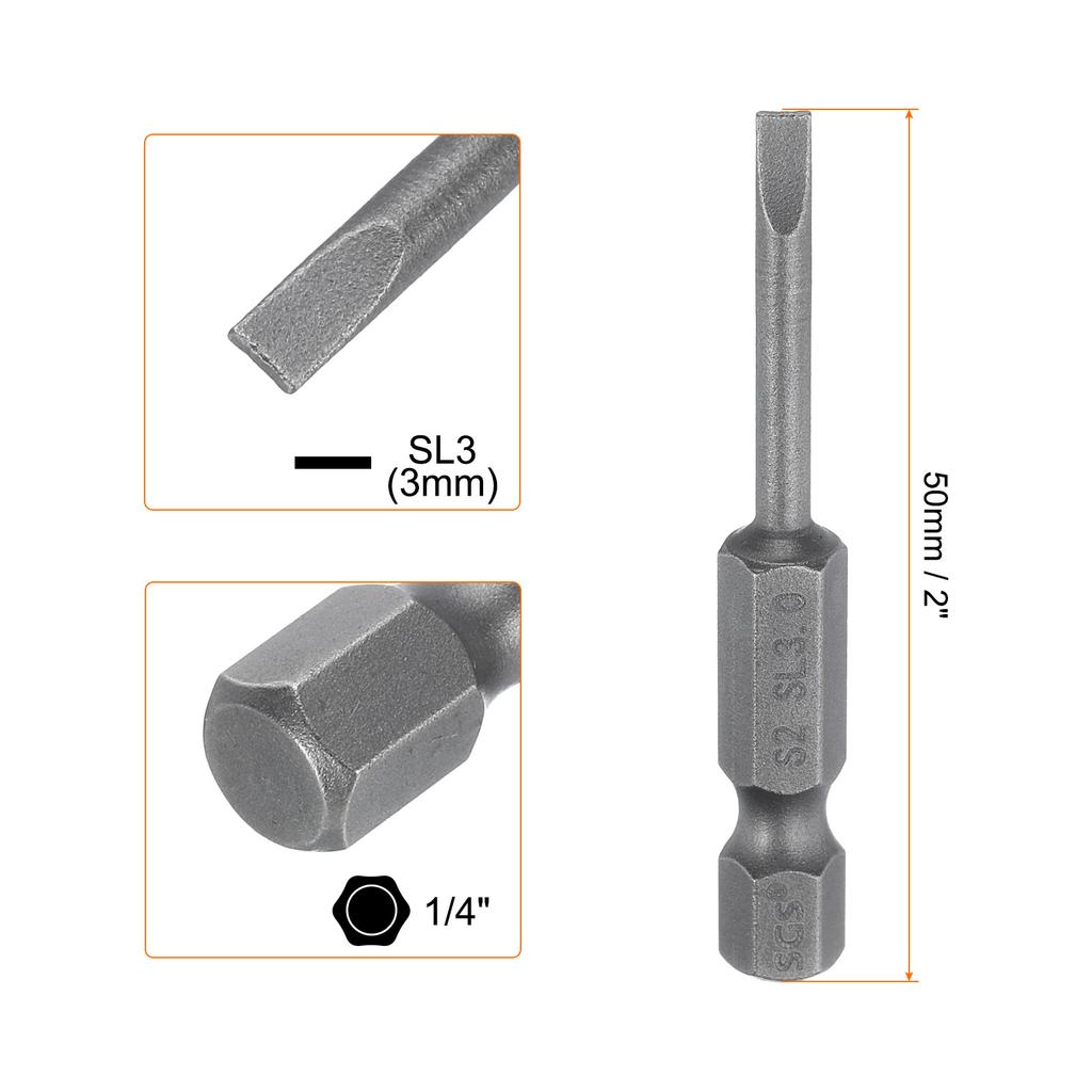 1/5/10pcs Magnetic Slotted Screwdriver Bits SL2 SL3 SL4 SL5 SL6 S2 Flat Head Screwdriver Bit 1/4" Hex Shank Screw Driver Bits