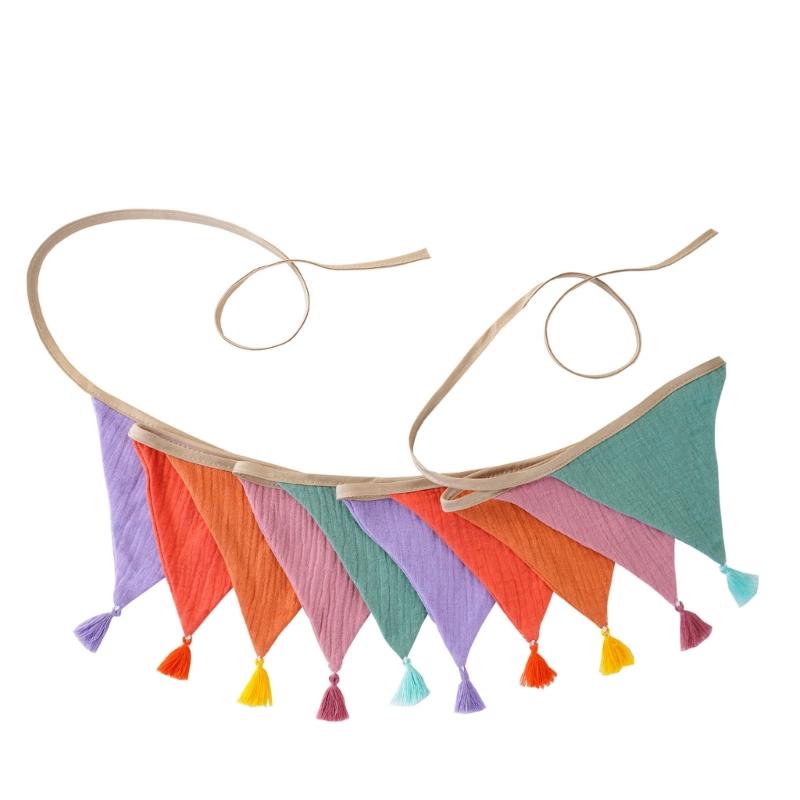 Festoni Bandierine in Cotone Crepe Colori Caramella Luminosi Per Asilo Nido Compleanni di Bambini Feste Eventi