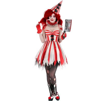 M-XL Costume de Vampire d'Halloween COS, Costume de Clown Fantôme, Cosplay Dentelé Fête Cirque Costume de Clown Féminin