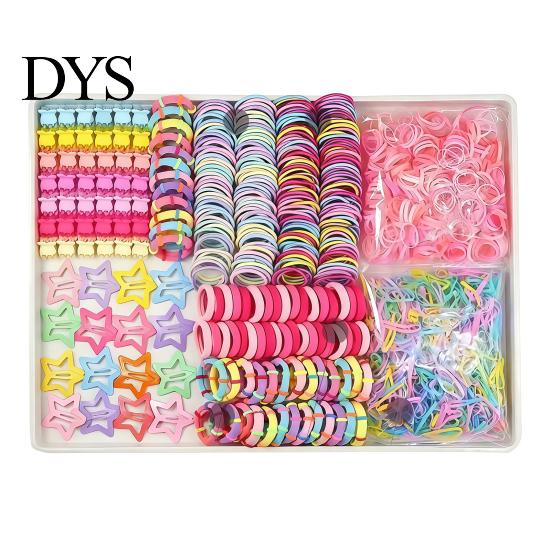 Comfortable Hair Ties for Thick Colorful Elastic Bands Clips Mini Claw Rubber Multiuse Accessories Kit with Box Girls Teens Children, Daily