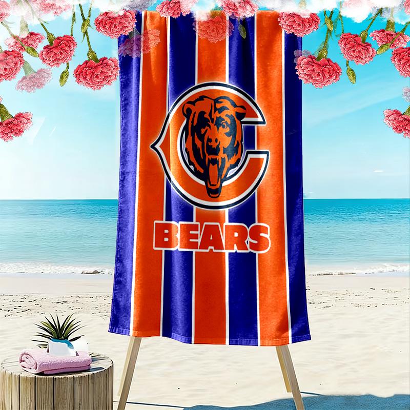 Chicago Bears Print Beach Towel, Large Soft Quick Dry Towel for Beach Camping Swimming