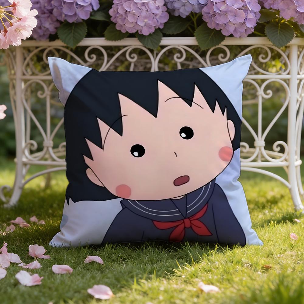Cute anime C-Chibi M-Maruko Chan Cushion Cover Home & Car Dual-Scene Pillow Cover: Reversible for Premium Comfort