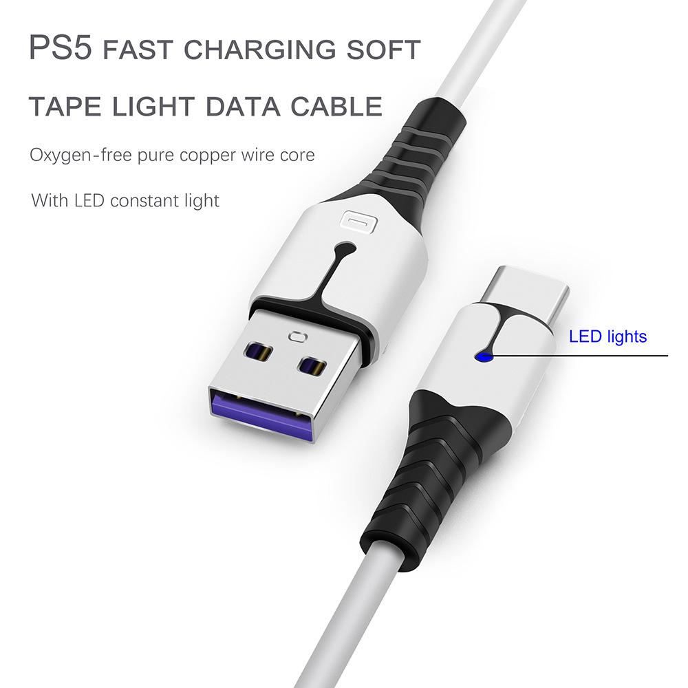 2m 3A USB Type C Fast Charging Cable for PS5/Xbox Series S X Controller Gamepad Power Cord Charger Wire Accessories