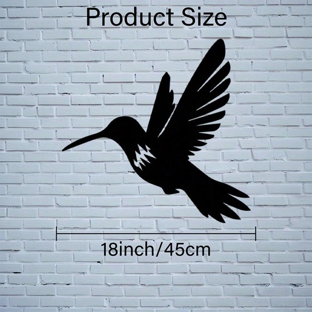 1pc 2D Flat Black Hummingbird Metal Wall Art, Indoor/Outdoor Nature Decor