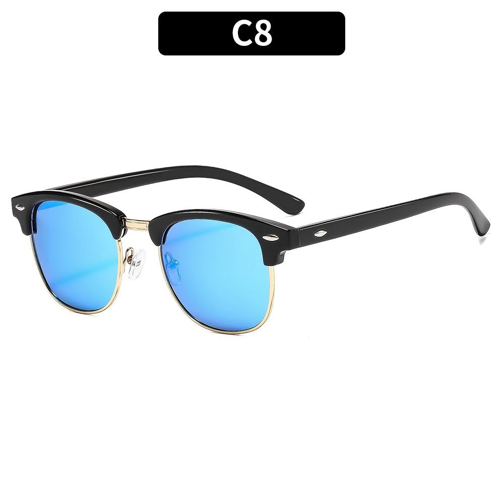 Versatile rivet-accented sunglasses featuring a vintage metal design—stylish, casual, and sun-protective eyewear for the outdoors.