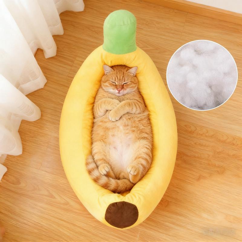 Banana Pet House Dog Cat Nest Warm Plush Toys Soft Plush Stuffed Cushion Creative Banana Home Living Room Decoration