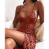 Damenmode, Sommer, ärmellos, Animal-Print, Cami-Kleid, Spaghettiträger, V-Ausschnitt, sexy Leoparden-Kurzkleid, Übergröße, Strand-Sommerkleid, lässiges Partykleid