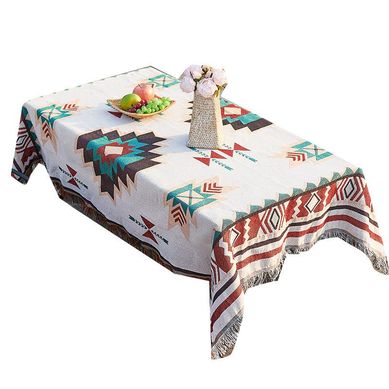 Outdoor Camping Tablecloth Rectangular Cotton And Linen Retro Picnic Tablecloth Lawn Moisture-Proof Floor Mat Tent Equipment Blanket