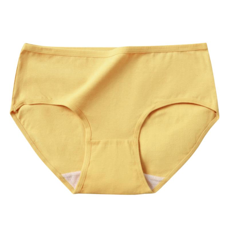 Simple Plus Size Women's Mid-Waist Cotton Panties - Solid Color Breathable Triangle Briefs