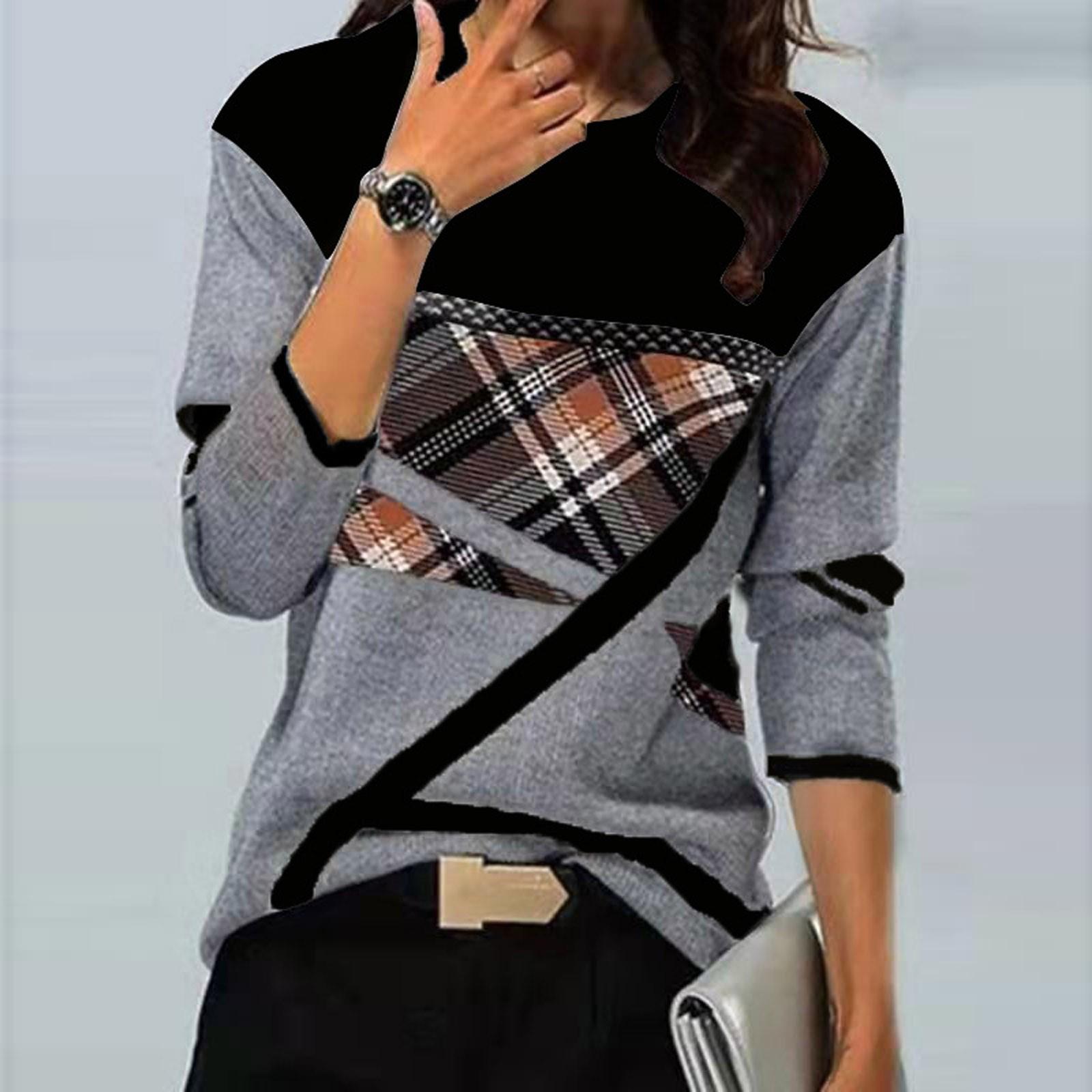 Женские топы Нарядные повседневные рубашки с длинными рукавами с круглым вырезом — фото 6