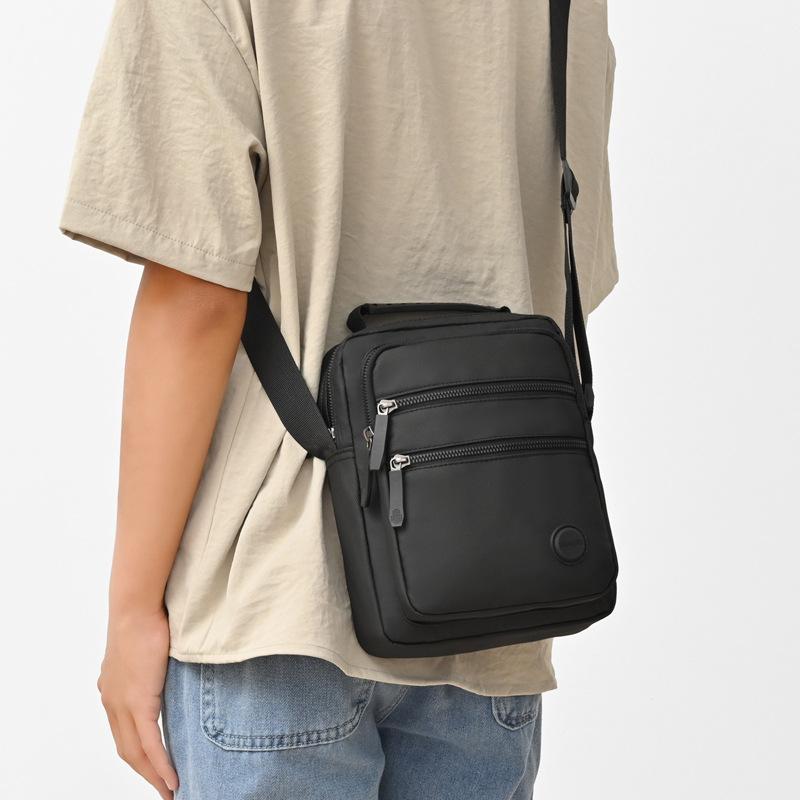Men's Crossbody Bag Lightweight Oxford Small Square Bag Business Commuter Multi-Layer Shoulder Bag