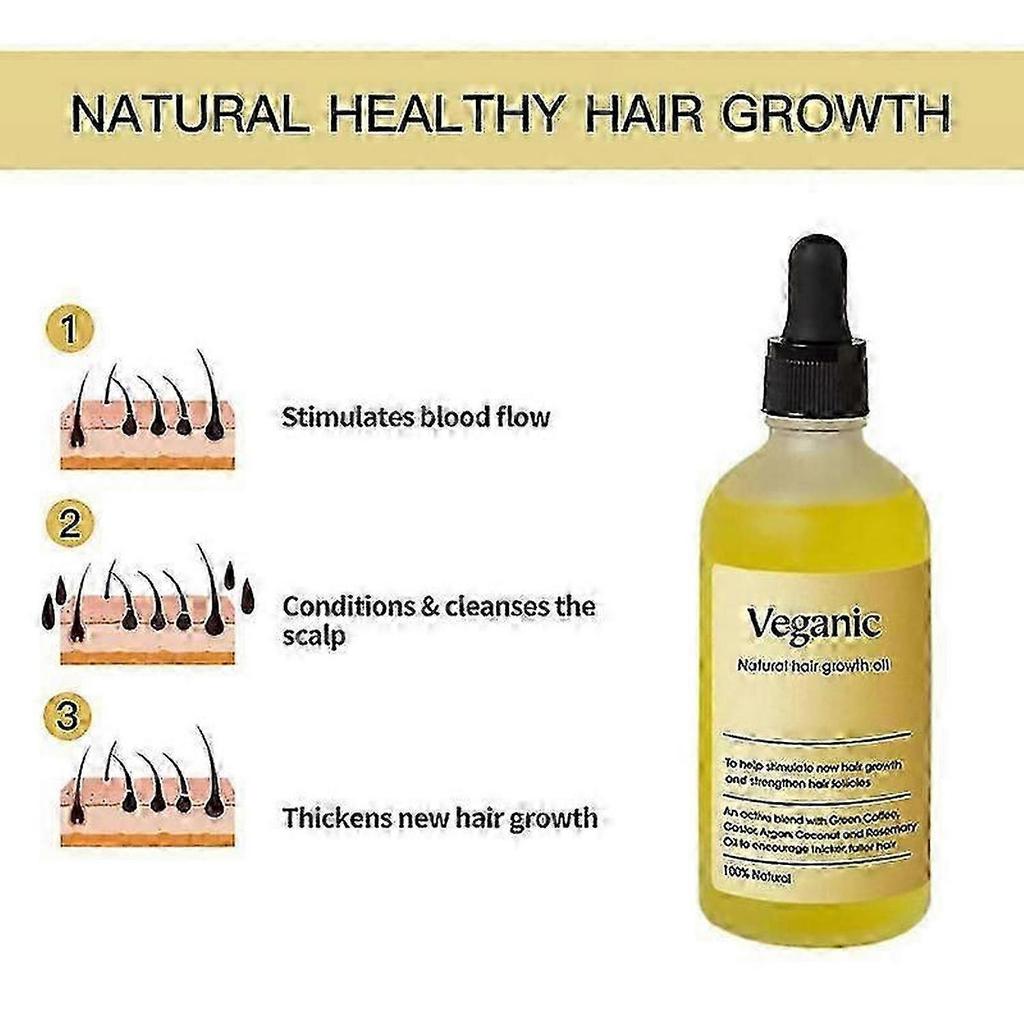 Veganic Natural Hair Growth Oil,Veganic Hair Growth Oil,Veganic Hair Oil for Dry Damaged Hair, Rosemary Oil For Thin Hair