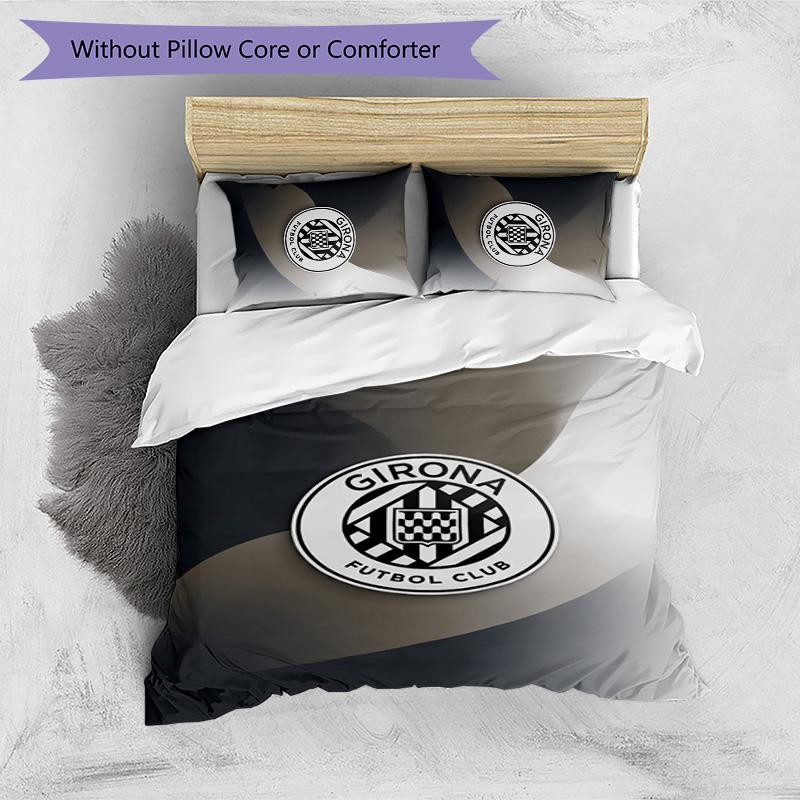 Girona FC Printed 3PCS Bedding Set Breathable Duvet Cover with Pillowcases Decorative Bed Linen for Bedroom Home