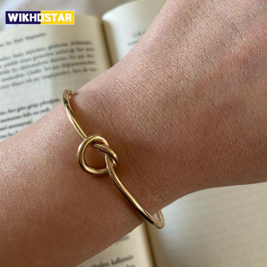 Trendy Open Bracelet Bangles for Women Metal Twist Round Circle Charms Cuff Bangle Simple Golden Silver Color Jewelry Gift