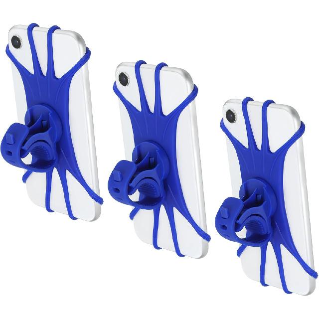 PATIKIL 3Pcs Bike Phone Mount, 360° Rotation Silicone Motorcycle Phone Holder for 3"- 6.5" Phones Adjustable Phone Mount for Motorcycle Bicycle