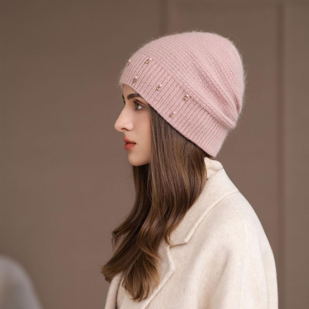 New Colored Diamond Hat Women's Winter Outdoor Fashion Thickened Warm Knitted Hat
