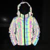 Iridescent Reflecterend Unisex Winterjack - Dikke Warme Jas, Lichtgevend Katoen, Trendy Europese & Amerikaanse Stijl
