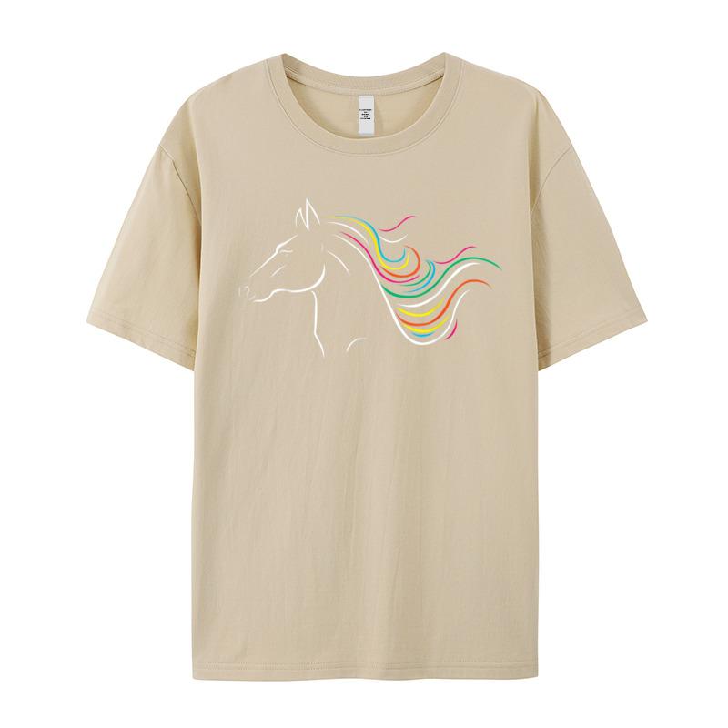 Crazy Short Sleeve Tees Christmas Crew Neck Premium Cotton Unisex T Shirts Horse Art T Shirt Equestrian Crazy Tshirts Classic
